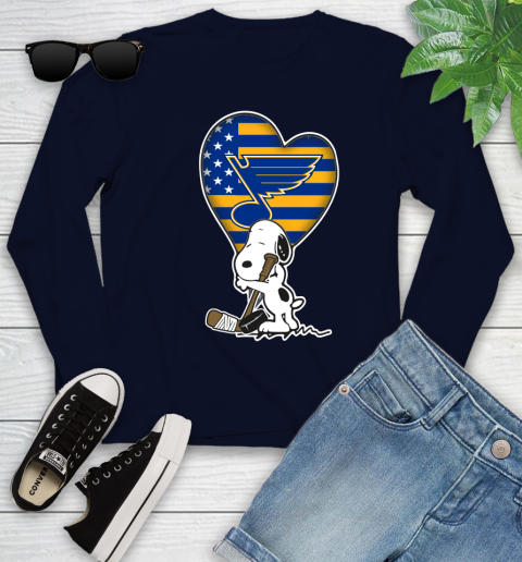 St.Louis Blues NHL Hockey The Peanuts Movie Adorable Snoopy Youth Long Sleeve 3