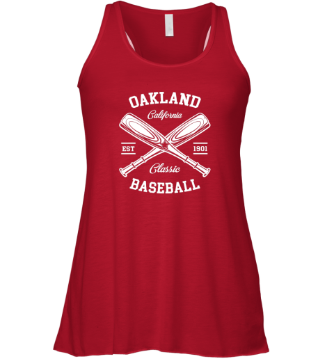 l78q oakland baseball classic vintage california retro fans gift t flowy tank 32 front red
