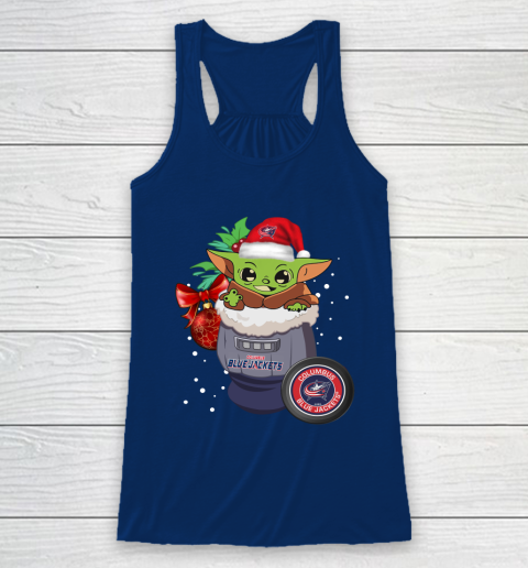 Columbus Blue Jackets Christmas Baby Yoda Star Wars Funny Happy NHL Racerback Tank 7