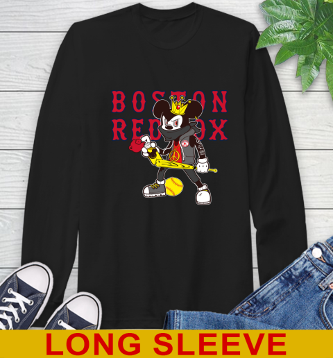 Boston Red Sox MLB Baseball Mickey Peace Sign Sports Long Sleeve T-Shirt 2