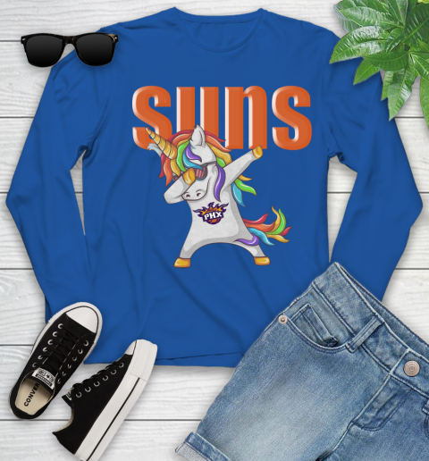 Phoenix Suns NBA Basketball Funny Unicorn Dabbing Sports Youth Long Sleeve 9