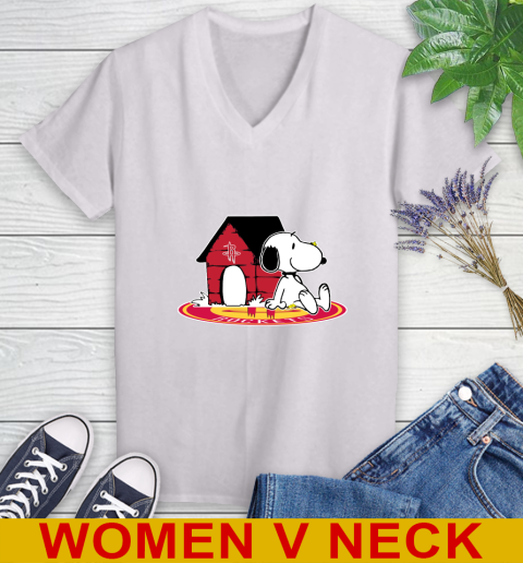 NBA Basketball Houston Rockets Snoopy The Peanuts Movie Shirt Women's V-Neck T-Shirt