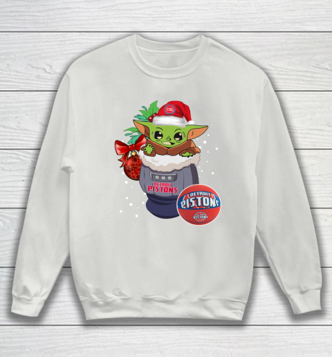 Detroit Pistons Christmas Baby Yoda Star Wars Funny Happy NBA Sweatshirt 5