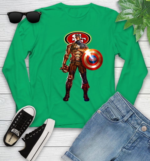 NFL Captain America Marvel Avengers Endgame Football Sports San Francisco 49ers Youth Long Sleeve 6