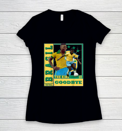 Pele Football Legend Shirt Pelé 10 The King Football Player Women's V-Neck T-Shirt