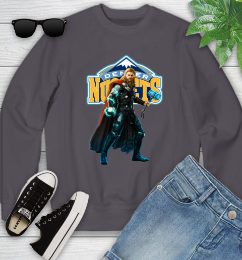 NBA Thor Avengers Endgame Basketball Denver Nuggets Youth Sweatshirt 6