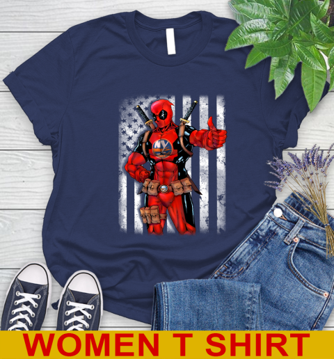 NHL Hockey New York Islanders Deadpool American Flag Shirt Women's T-Shirt - Image 13