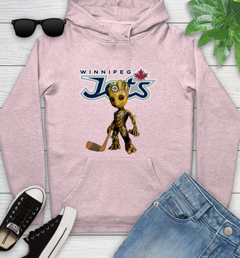 Winnipeg Jets NHL Hockey Groot Marvel Guardians Of The Galaxy Youth Hoodie 10