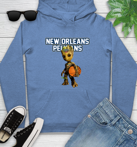 New Orleans Pelicans NBA Basketball Groot Marvel Guardians Of The Galaxy Youth Hoodie 12