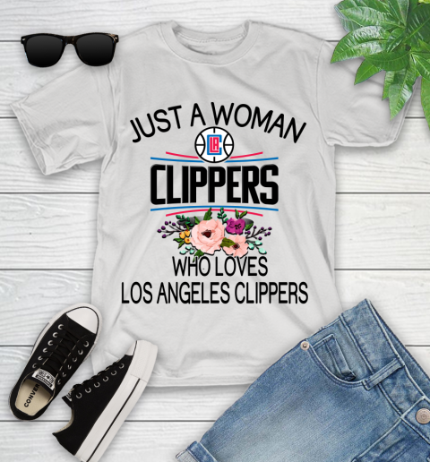 NBA Just A Woman Who Loves Los Angeles Clippers Basketball Sports Youth T-Shirt
