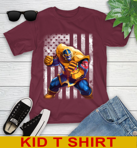 NBA Basketball Detroit Pistons Thanos Marvel American Flag Shirt Youth T-Shirt 5