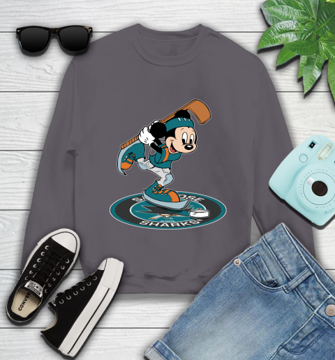 NHL Hockey San Jose Sharks Cheerful Mickey Disney Shirt Youth Sweatshirt 5