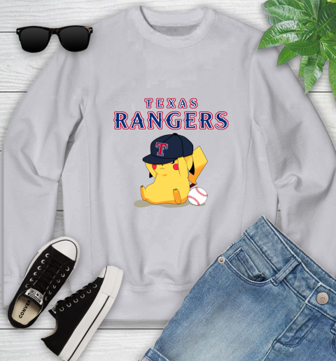 MLB Pikachu Baseball Sports Texas Rangers Youth Sweatshirt 4