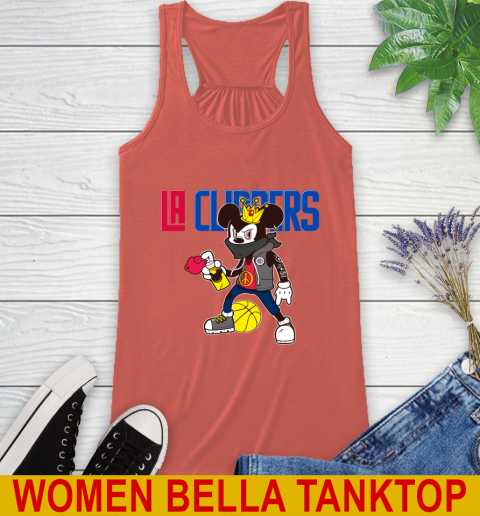 LA Clippers NBA Basketball Mickey Peace Sign Sports Racerback Tank 4