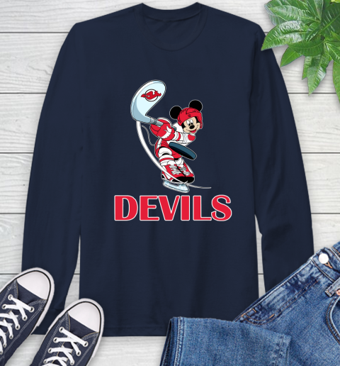 NHL Hockey New Jersey Devils Cheerful Mickey Mouse Shirt Long Sleeve T-Shirt 4