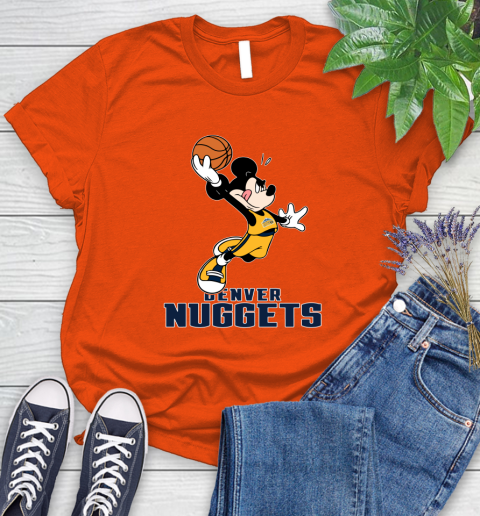 NBA Basketball Denver Nuggets Cheerful Mickey Mouse Shirt Women's T-Shirt 4