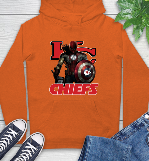 NFL Captain America Thor Spider Man Hawkeye Avengers Endgame Football Kansas City Chiefs Hoodie 5