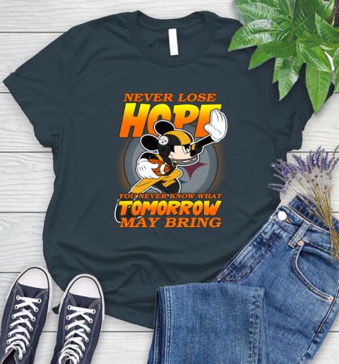 Pittsburgh Steelers NFL Football Mickey Disney Never Lose Hope Women's T-Shirt - Image 12