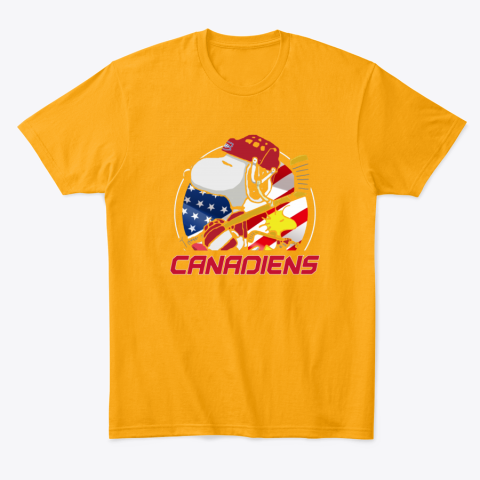 r3hx montreal canadienssnoopy and woodstock nhl classic t shirt 2 front gold
