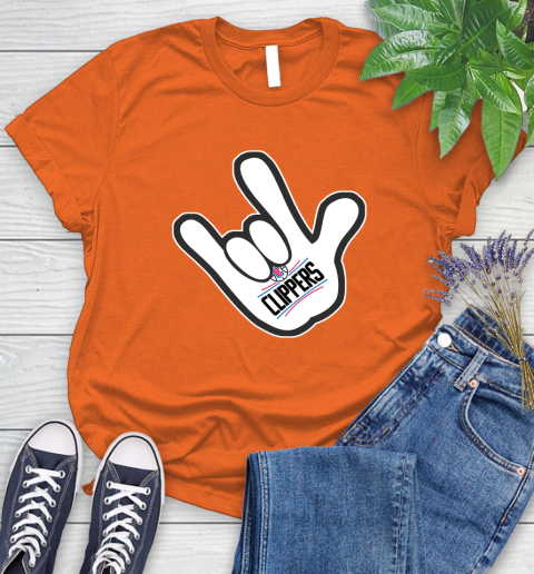 LA Clippers NBA Basketball Mickey Rock Hand Disney Women's T-Shirt 4