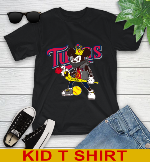 Minnesota Twins MLB Baseball Mickey Peace Sign Sports Youth T-Shirt 2