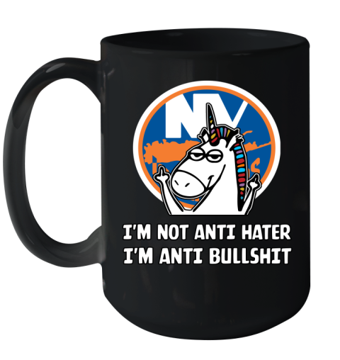 New York Islanders NHL Hockey Unicorn I'm Not Anti Hater I'm Anti Bullshit Ceramic Mug 15oz 2