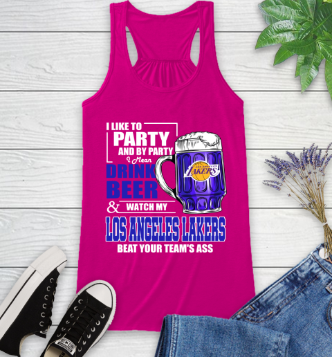 NBA Drink Beer and Watch My Los Angeles Lakers Beat Your Team's Ass Basketball Racerback Tank 7