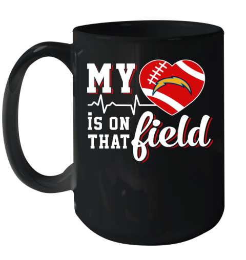 NFL My Heart Is On That Field Football Sports Los Angeles Chargers Ceramic Mug 15oz