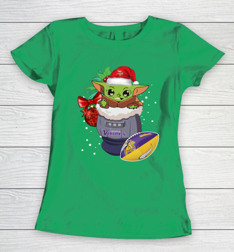 Minnesota Vikings Christmas Baby Yoda Star Wars Funny Happy NFL Women's T-Shirt