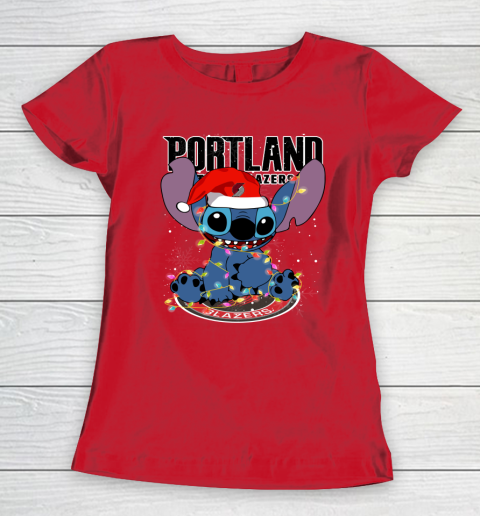 Portland Trail Blazers NBA noel stitch Basketball Christmas Women's T-Shirt 7