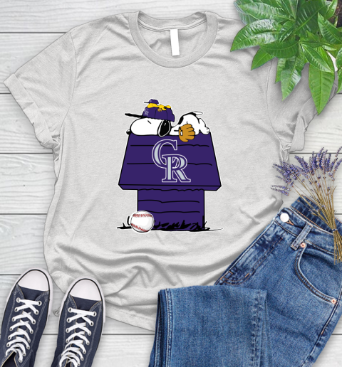 MLB Colorado Rockies Snoopy Woodstock The Peanuts Movie Baseball T Shirt Women's T-Shirt