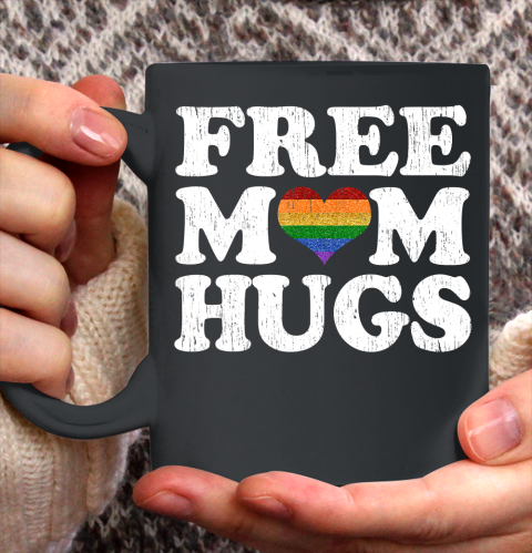 Nurse Shirt Vintage Free Mom hugs Rainbow heart shirt love LGBT pride T Shirt Ceramic Mug 11oz