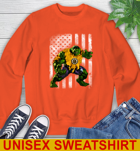 Boston Bruins Hulk Marvel Avengers NHL Hockey American Flag Sweatshirt 3
