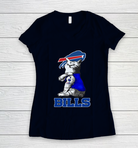 NFL Football My Cat Loves Buffalo Bills Women's V-Neck T-Shirt 2