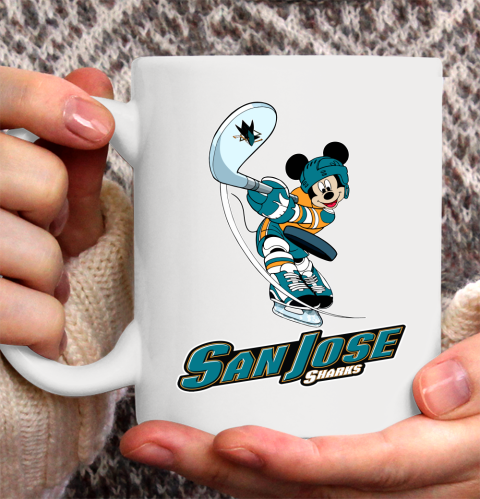 NHL Hockey San Jose Sharks Cheerful Mickey Mouse Shirt Ceramic Mug 11oz 2