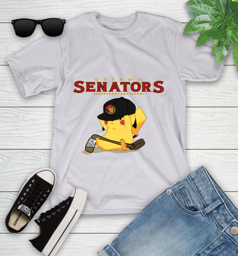 NHL Pikachu Hockey Sports Ottawa Senators Youth T-Shirt 4