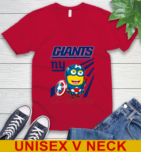 NFL Football New York Giants Captain America Marvel Avengers Minion Shirt V-Neck T-Shirt 6