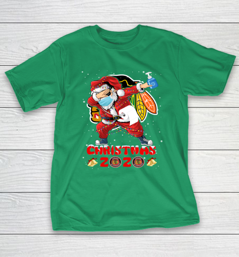 Chicago Blackhawks Funny Santa Claus Dabbing Christmas 2020 NHL T-Shirt 5