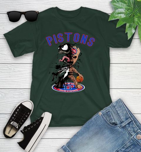 NBA Detroit Pistons Basketball Venom Groot Guardians Of The Galaxy Youth T-Shirt 5