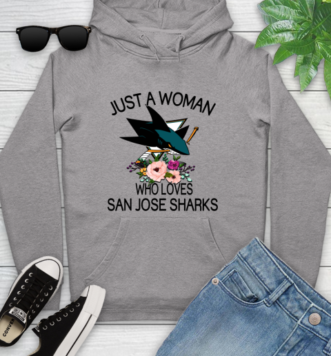NHL Just A Woman Who Loves San Jose Sharks Hockey Sports Youth Hoodie 4