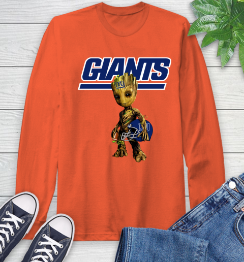 New York Giants NFL Football Groot Marvel Guardians Of The Galaxy Long Sleeve T-Shirt 5