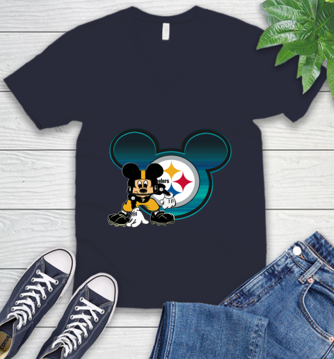 NFL Pittsburgh Steelers Mickey Mouse Disney Football T Shirt V-Neck T-Shirt 3