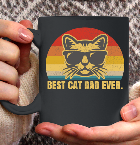 Father's Day Funny Gift Ideas Apparel  Best Cat Dad Ever Dad Father T Shirt Ceramic Mug 11oz