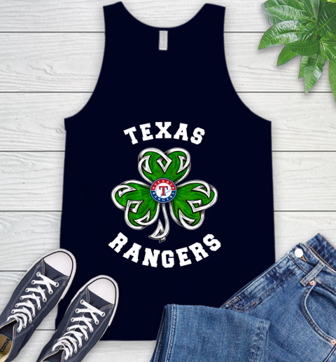 MLB Texas Rangers Three Leaf Clover St Patrick's Day Baseball Sports Tank Top 2