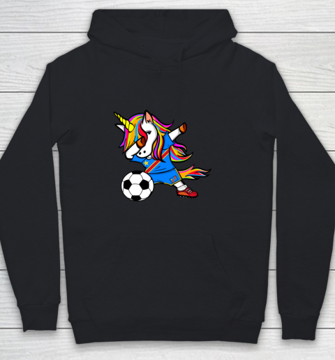 Dabbing Unicorn DR Congo Football Congolese Flag Soccer Youth Hoodie
