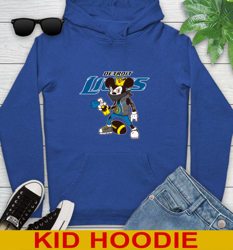 Detroit Lions NFL Football Mickey Peace Sign Sports Youth Hoodie 10