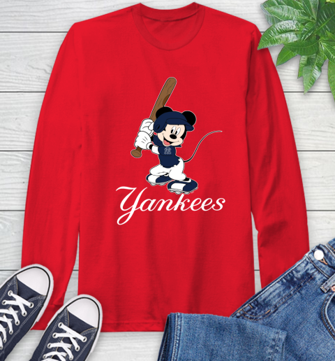 MLB Baseball New York Yankees Cheerful Mickey Mouse Shirt Long Sleeve T-Shirt 11