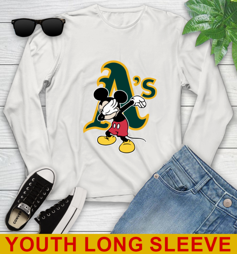 Oakland Athletics MLB Baseball Dabbing Mickey Disney Sports Youth Long Sleeve 12