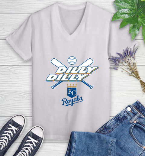 MLB Kansas City Royals Dilly Dilly Baseball Sports Women's V-Neck T-Shirt