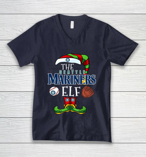 Seattle Mariners Christmas ELF Funny MLB V-Neck T-Shirt 2